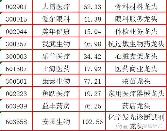 医药行业龙头股一览表，洞悉市场，把握未来